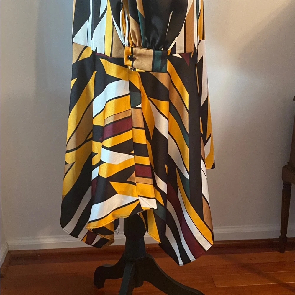 Karl Lagerfeld NWT stripped retro look dress asymmetrical size 14 - Picture 6 of 13